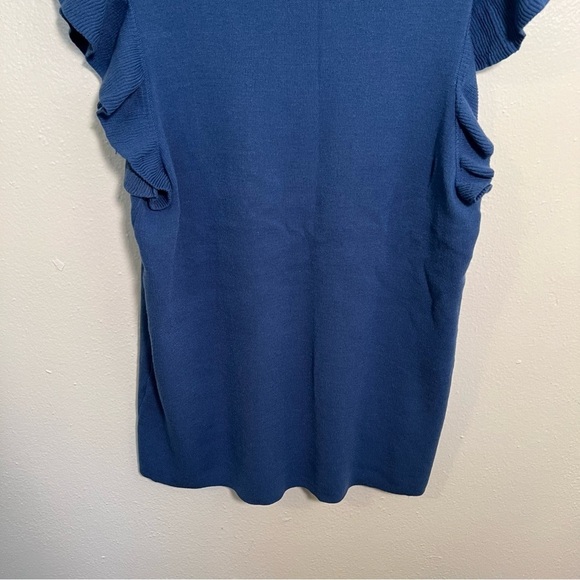 T Tahari Flutter Sleeve Sweater Knit Top Blue L - Picture 8 of 12